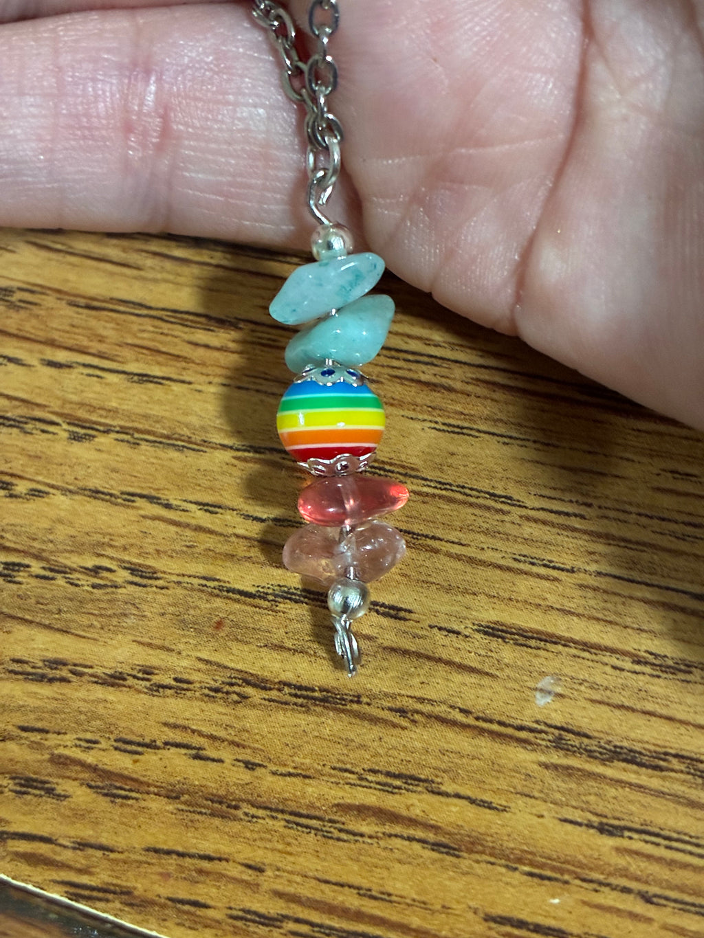 Rainbow pride gemstone necklace