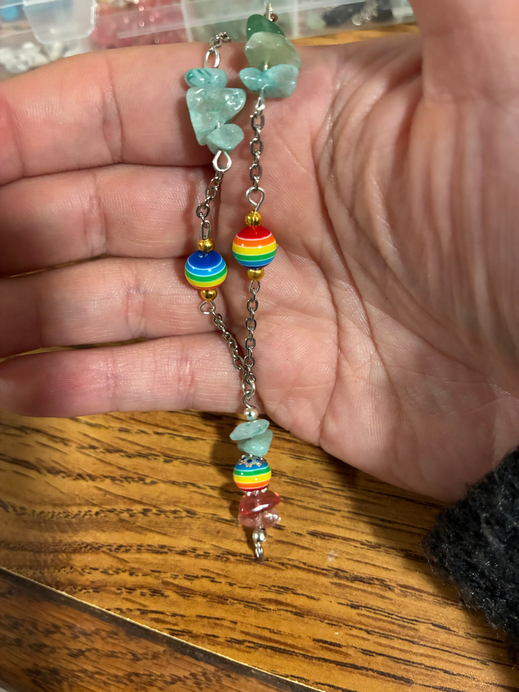Rainbow pride gemstone necklace