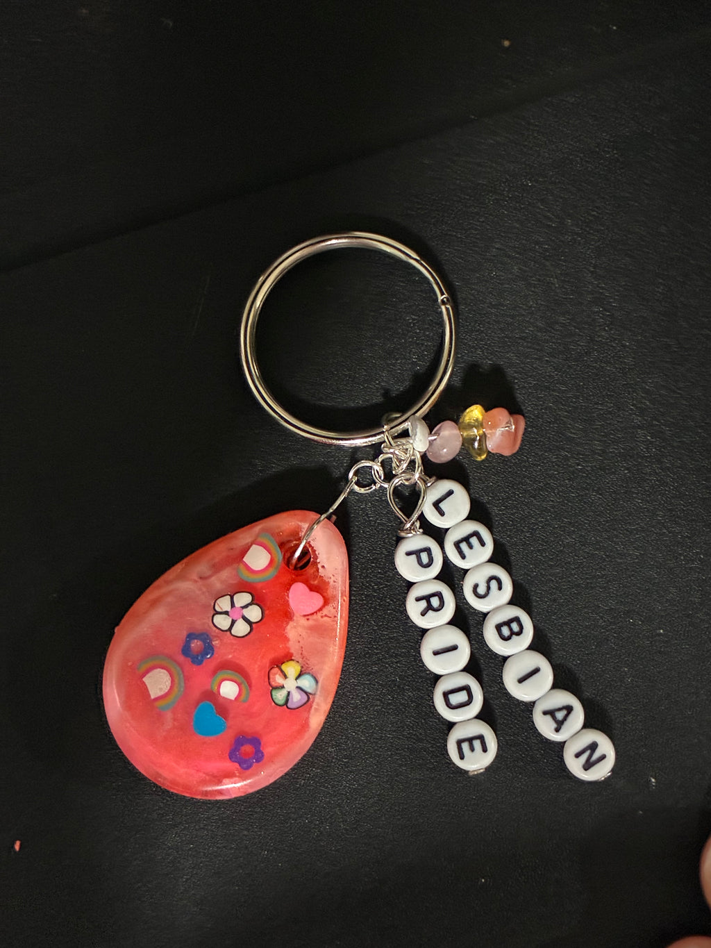 Lesbian pride keychain/bag charm with gemstones